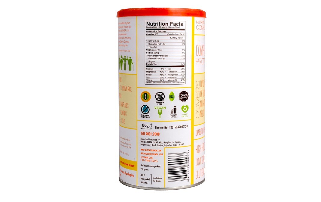 Queen's Quinoa 100% Quinoa Flour    Tin  910 grams